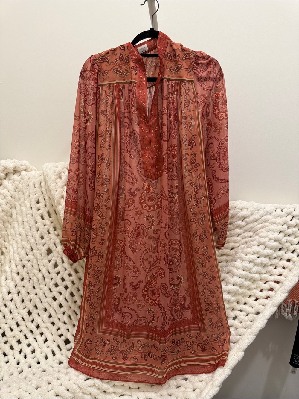 Aritzia PL Wilfred  Long-Sleeve Tunic Dress in Rust Pink